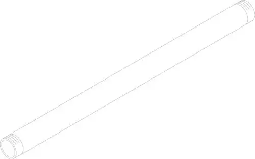 Langes, zylindrisches Rohr von Bosch mit Gewinde an beiden Enden, in neutralem Design, liegend dargestellt.
